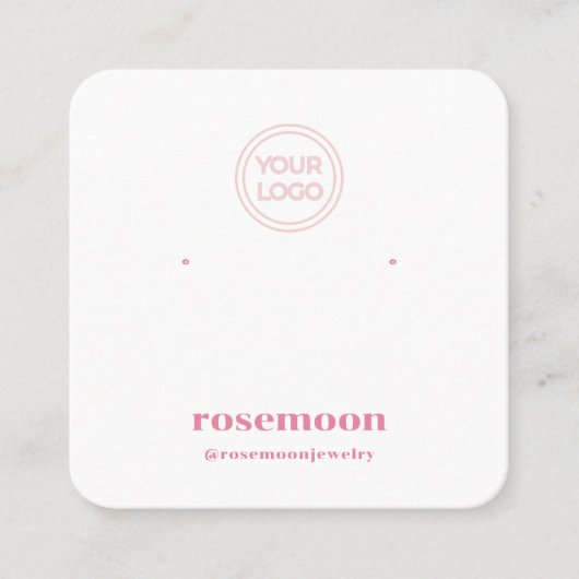 Roze Geruite Oorbel Display Kaart Vierkante Visitekaartje (Voorkant)