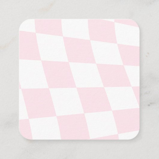 Roze Geruite Oorbel Display Kaart Vierkante Visitekaartje (Achterkant)