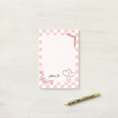 Roze geruite patroon achtergrond Post-It-notities Post-it® Notes (Op bureau)