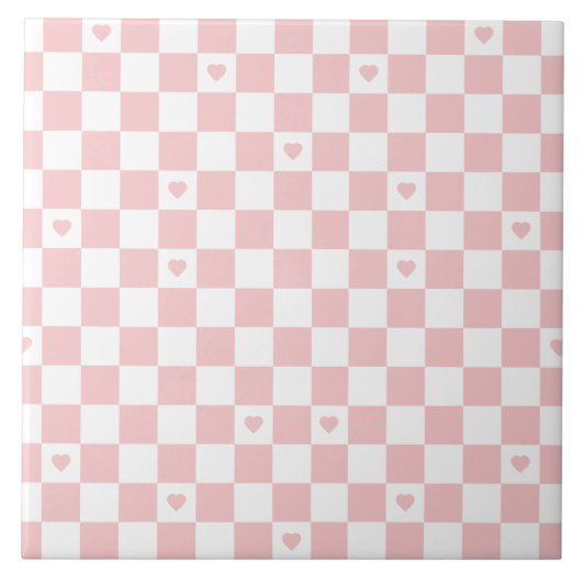Roze geruite patroon achtergrond tegeltje (Voorkant)
