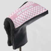 Roze geruite patroon golfheadcover (3/4 voorkant)