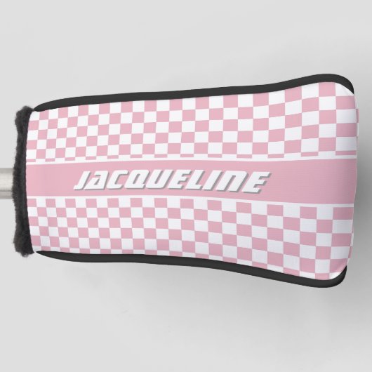 Roze geruite patroon golfheadcover (Voorkant)