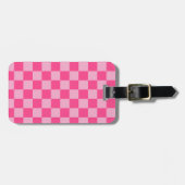 Roze geruite print bagagelabel (Voorkant horizontaal)