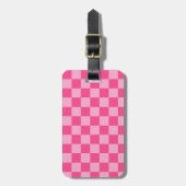Roze geruite print bagagelabel (Voorkant verticaal)