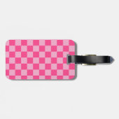 Roze geruite print bagagelabel (Achterkant horizontaal)