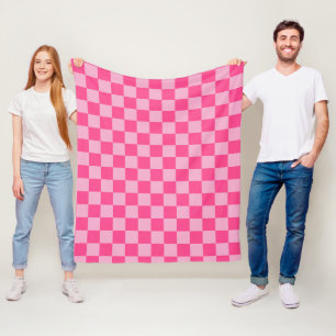 Roze geruite print fleece deken