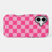 Roze geruite print iPhone 16 hoesje (Achterkant horizontaal)