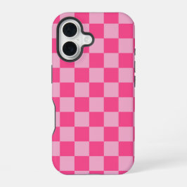 Roze geruite print iPhone 16 hoesje