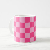 Roze geruite print koffiemok (Voorkant links)