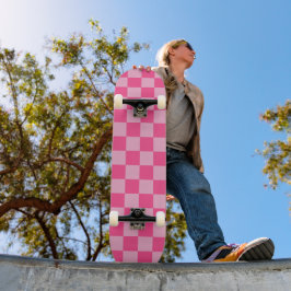 Roze geruite print persoonlijk skateboard