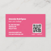 Roze geruite QR-code haar make-up visitekaartje  (Achterkant)