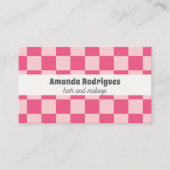 Roze geruite QR-code haar make-up visitekaartje  (Voorkant)