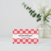 Roze geruite QR-code kapsalon visitekaartje (Staand voorkant)