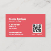 Roze geruite QR-code kapsalon visitekaartje (Achterkant)