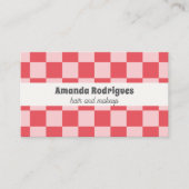 Roze geruite QR-code kapsalon visitekaartje (Voorkant)