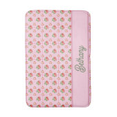 Roze geruite ruitjes aardbei gingham patroon badmat (Voorkant Verticaal)