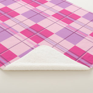Roze geruite Sherpa-deken Zachte paarse tartan-wer Sherpa Deken