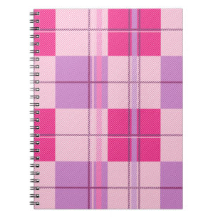 Roze geruite spiraalnotitieboek Paarse tartan jour Notitieboek