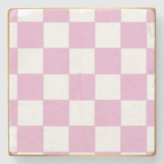 Roze geruite stenen Onderzetters (Voorkant)