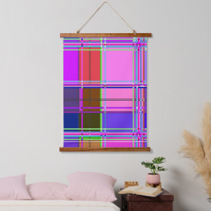 Roze geruite stofpatroon stof Madras Hangend Wandkleed