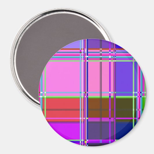 Roze geruite stofpatroon stof Madras Magneet (Voorkant / Achterkant)