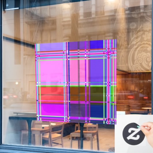 Roze geruite stofpatroon stof Madras Raamsticker (Cafe Raam)