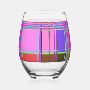Roze geruite stofpatroon stof Madras Wijnglas Zonder Voet