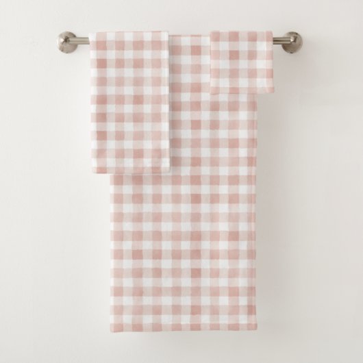 Roze geruite strepen bad handdoek (Insitu)