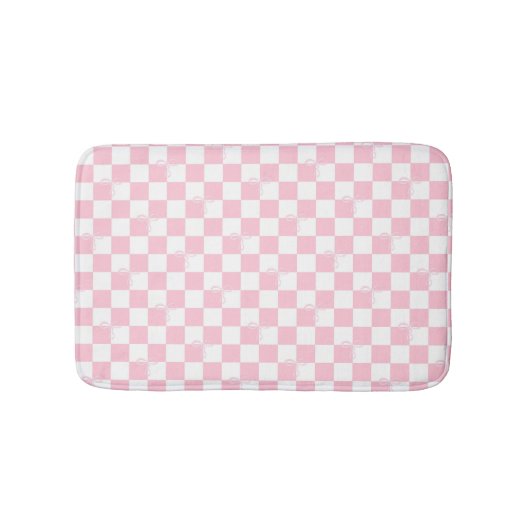 Roze geruite trendy Coquette badkamer badmat (Voorkant)