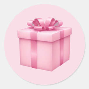 Roze geschenkdoos Emoji Art Ronde Sticker