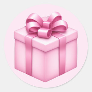 Roze geschenkdoos emoji ronde sticker