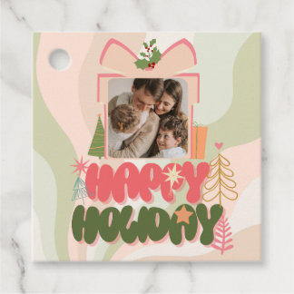 roze geschenkdoos Familie of bedrijf Flat Holiday Bedankjes Labels