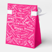 Roze geschenkdozen met meertalige dank Jouw tekst Bedankdoosjes (Achterkant)