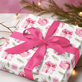 Roze geschenken & bogen Kerstmis & Winter Verjaard Cadeaupapier