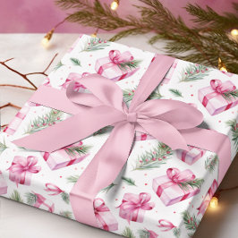Roze geschenken & bogen Kerstmis & Winter Verjaard Cadeaupapier