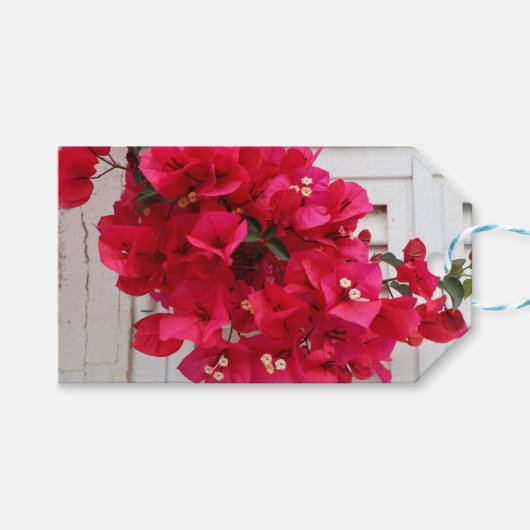Roze geschenklabel bloemen cadeaulabel (Voorkant (Horizontaal))