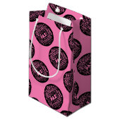 Roze geschenkzak vrede ontwerp in meerdere talen klein cadeauzakje (Voorkant Gekanteld)