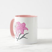 Roze geschetst bloemboeket mok (Voorkant links)