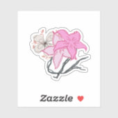 Roze geschetst bloemboeket sticker (Vel)