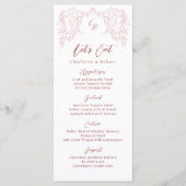 Roze geschetste  bloeien Monogram bruiloft Menu (Voorkant)