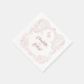 Roze geschetste  bloeien Monogram bruiloft Servet (Hoek)