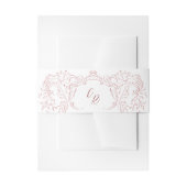 Roze geschetste bloeien Monogram bruiloft Uitnodigingen Wikkel (Voorkant Voorbeeld)