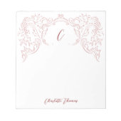 Roze geschetste  bloeiende monogram briefpapier notitieblok (Voorkant)