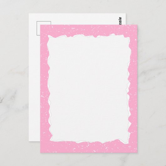 Roze Gescheurd Papier Custom Border Sjabloon Briefkaart (Voorkant / Achterkant)