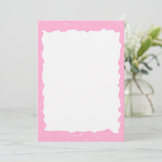  Roze Gescheurd Papier Custom Border Sjabloon Kaart (Staand voorkant)