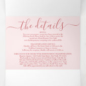 Roze Geschilderde Bloemen Glitter Registry Detail  Drieluik Uitnodiging (Binnenkant midden)