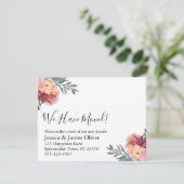 Roze geschilderde bloemen hebben we verplaatst ber informatiekaartje (Staand voorkant)