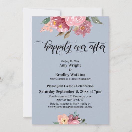 Roze geschilderde bloemen Mooier dan Eens Stofblau Kaart (Voorkant)