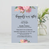 Roze geschilderde bloemen Mooier dan Eens Stofblau Kaart (Staand voorkant)