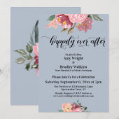 Roze geschilderde bloemen Mooier dan Eens Stofblau Kaart (Voorkant / Achterkant)